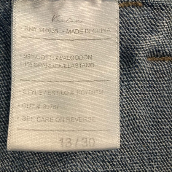 KANCAN Sz 13 High Rise Slim Patch Pockets Mid Wash Distressed Straight Jeans - Picture 12 of 13